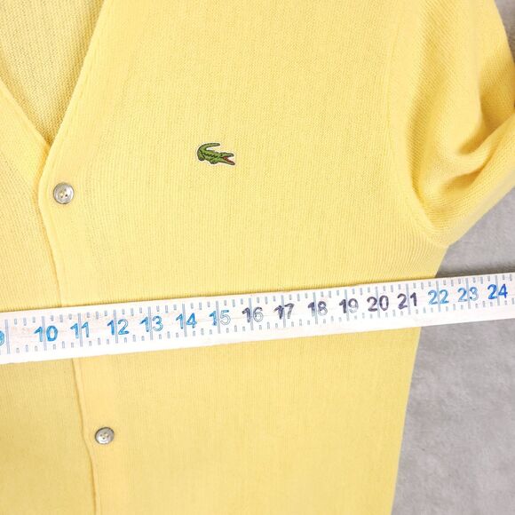 Vintage 80s Izod Lacoste Yellow Cardigan Sweater Large Mens Made In USA Buttons - Picture 6 of 13